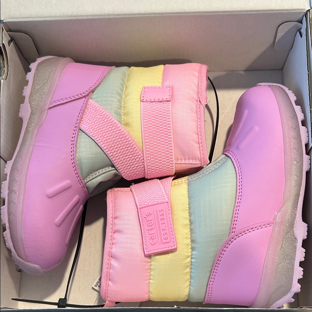 Carter's Kids Pastel Pink, Purple and Yellow Snow Boots - Light-up sole